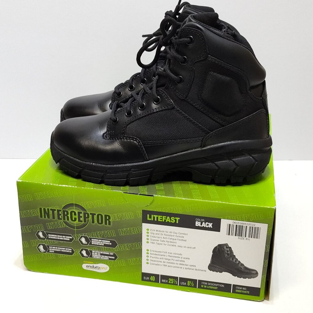 Interceptor Litefast Tactical Combat Boots Women's 8.5 Zippered 6" Shaft NIB NWT